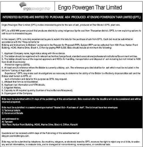 Engro Power Generation Tender Notice